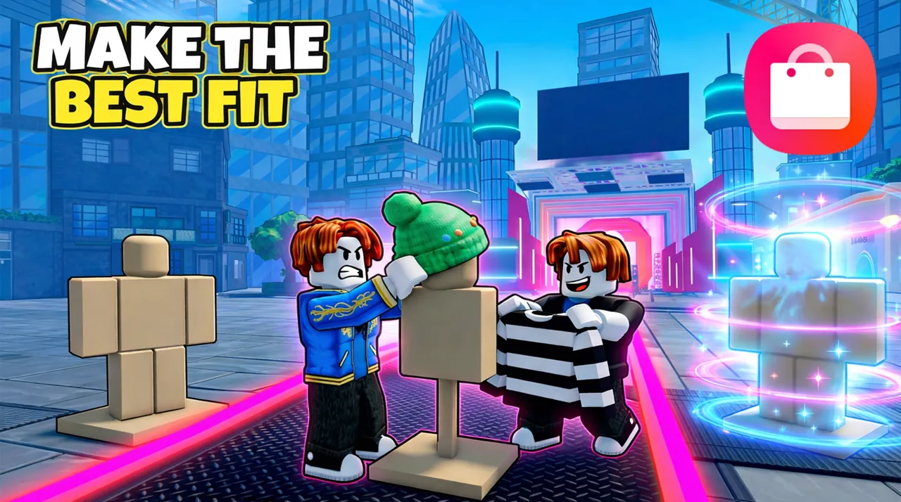 Approved thumbnail: avatars in a green beanie and a striped top dress a mannequin, under the words Make the best fit