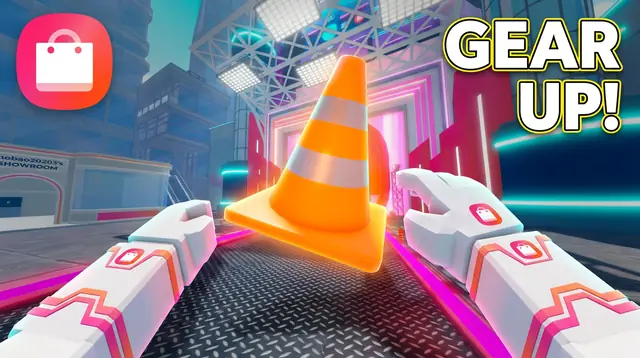 Thumbnail concept, not picked: a traffic cone floats between the player’s hands, under the words Gear up!